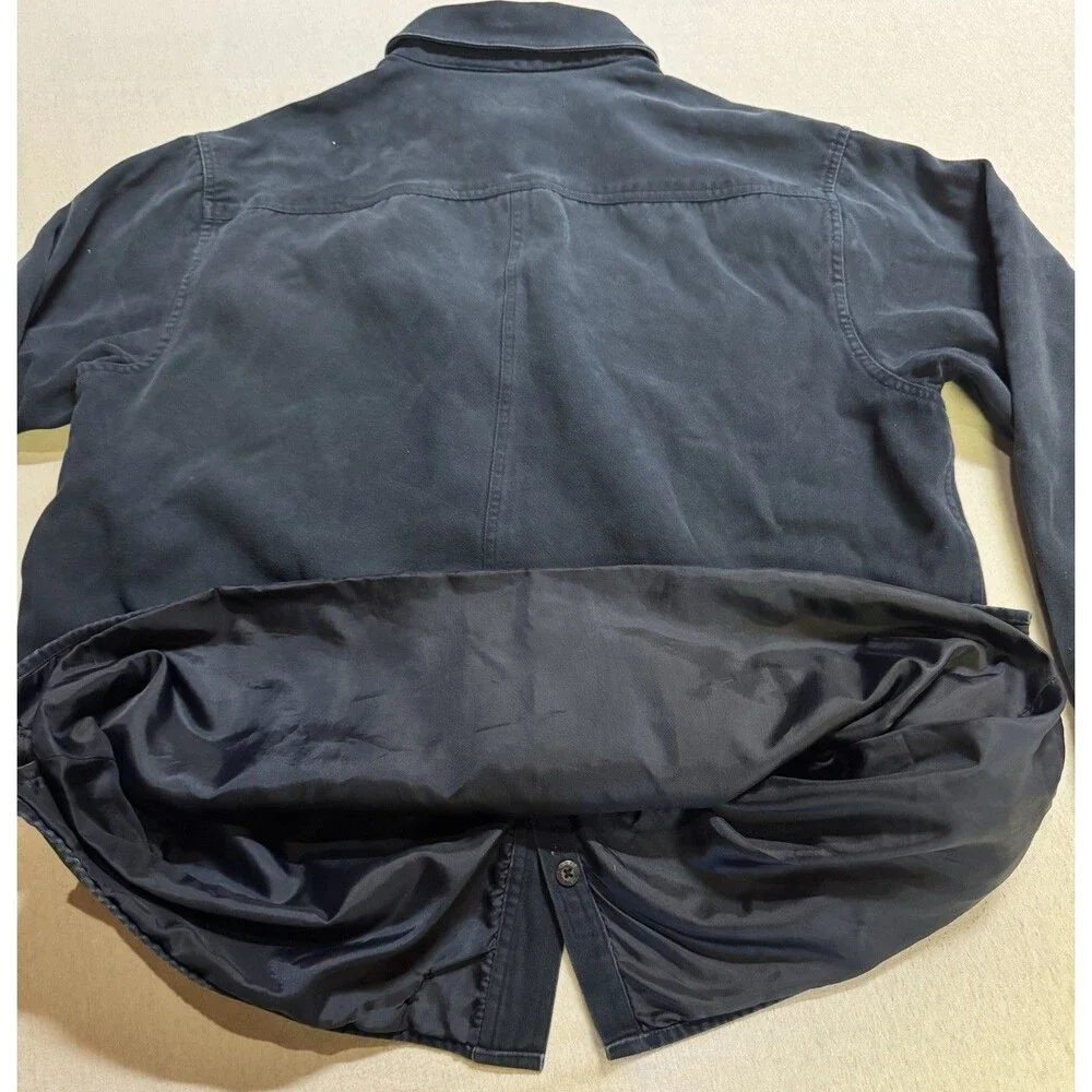 Y2K Levis Mens Cotton Canvas Shirt Jacket Shacket Size XL Navy Lined Work Winter - Picture 7 of 8